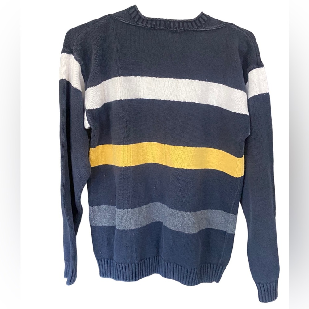 Vintage 1990s NAUTICA Striped 100 Percent Cotton Aged Black Men’s S Sweater - Picture 5 of 5